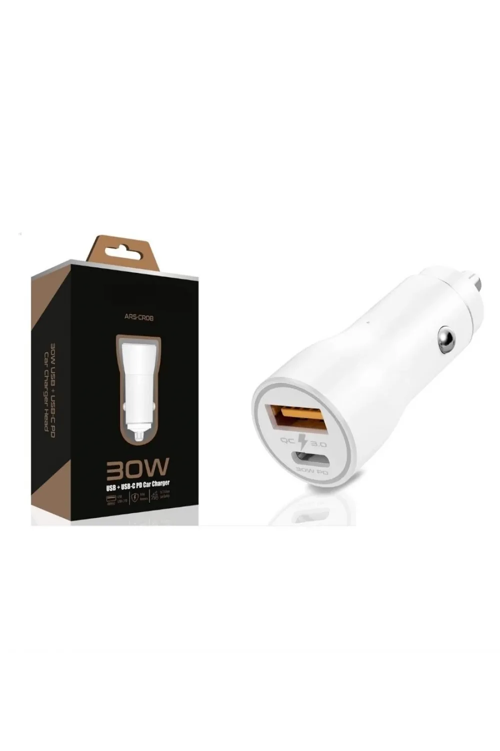 30W USB ve USBC PD Araba Şarj Cihazı Hızlı Şarj, iPhone ve Android Uyumlu, Çift Çıkışlı
