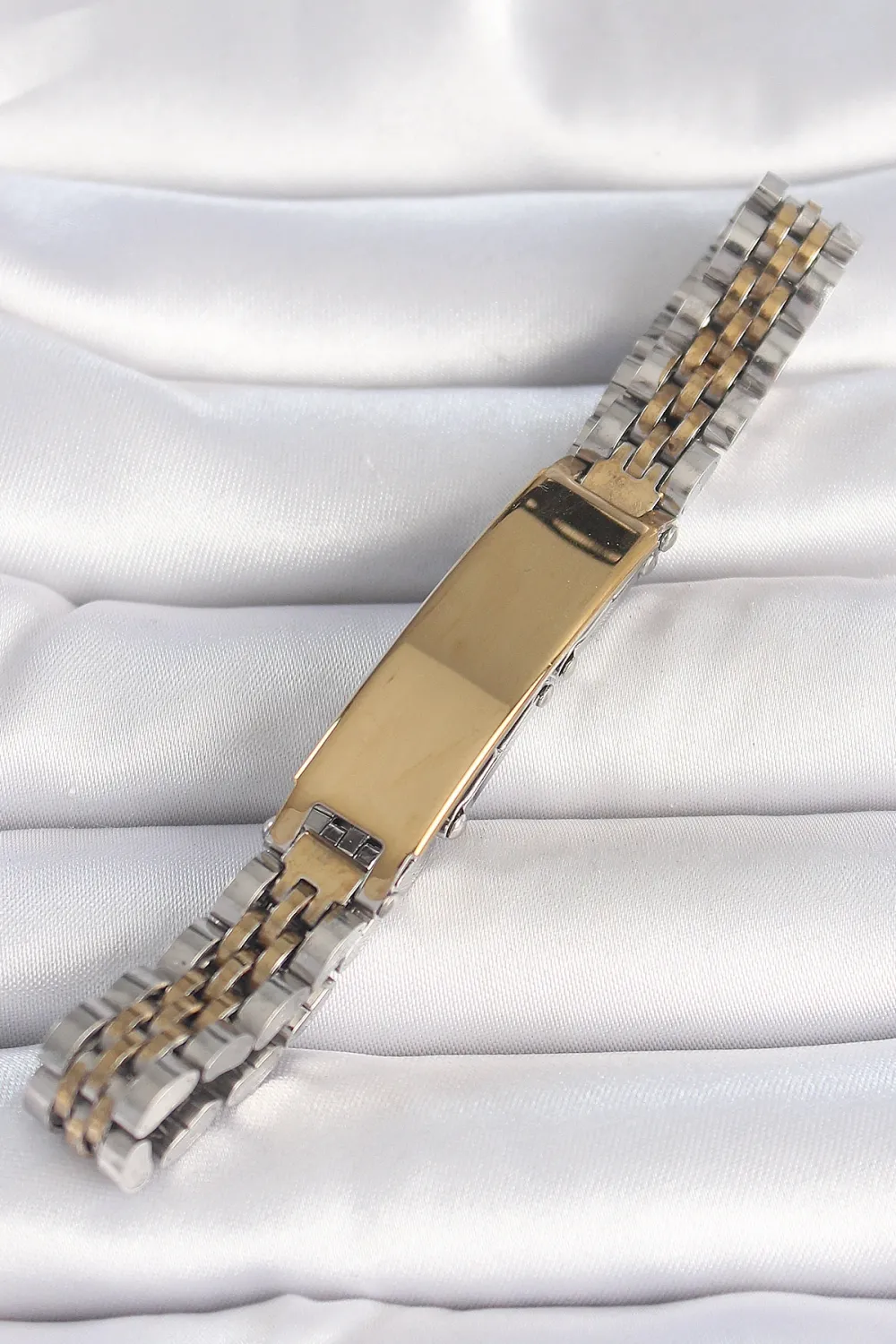 ietaks™ 316L Çelik Gold Gümüş Renk Kalın Zincir Künye Model Erkek Bileklik
