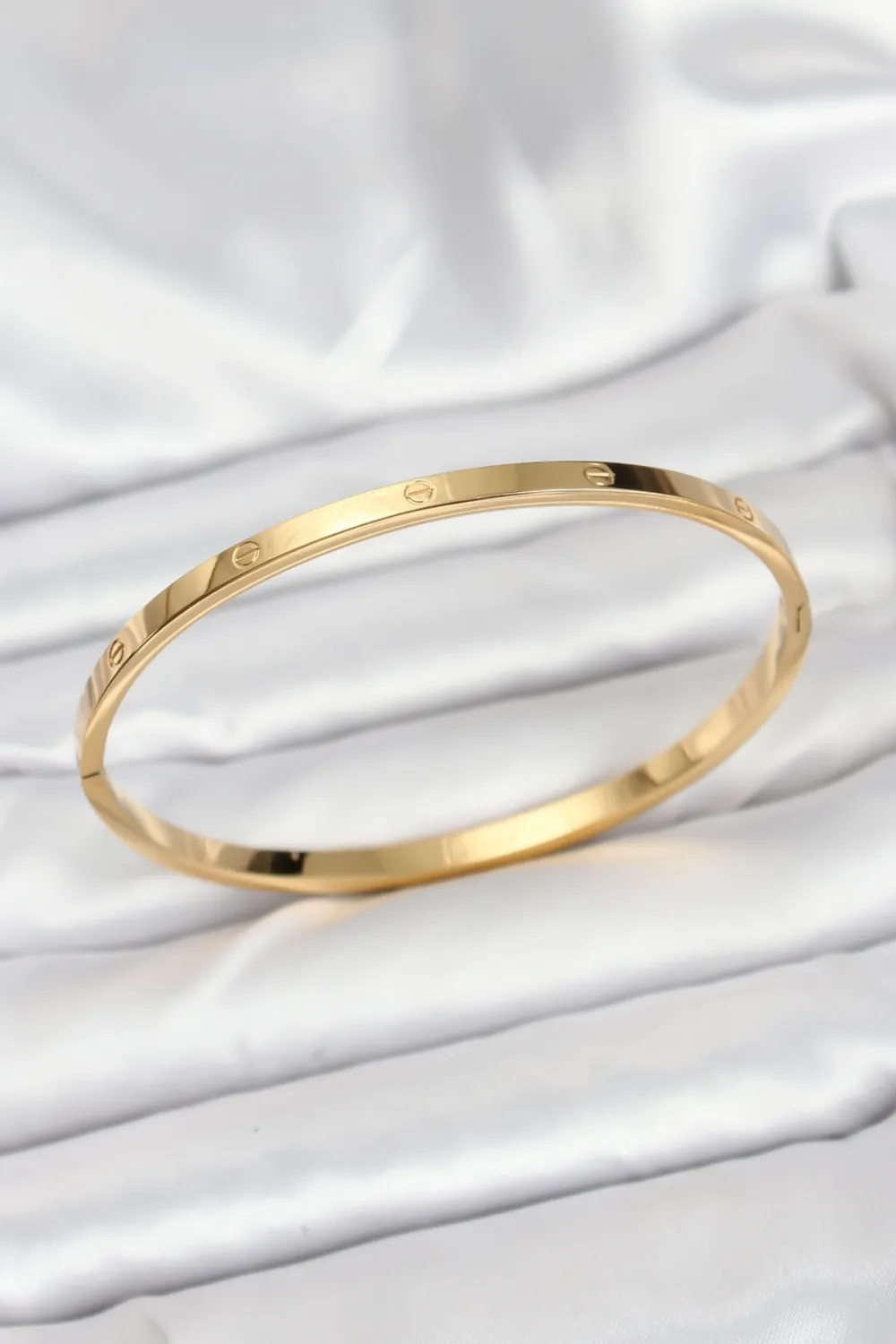 ietaks™ 316L Çelik Gold Renk 65 mm İnce Kadın Kelepçe Bileklik