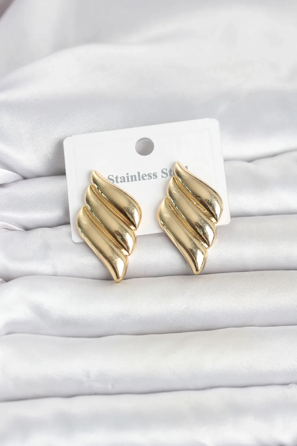 316L Çelik Gold Renk Motif Model Kadın Küpe