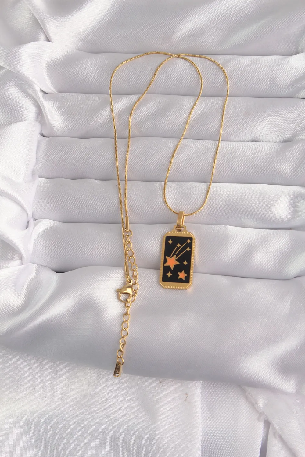 ietaks™ 316L Çelik Gold Renk Siyah Mineli Yıldız Figür Tarot Kolye