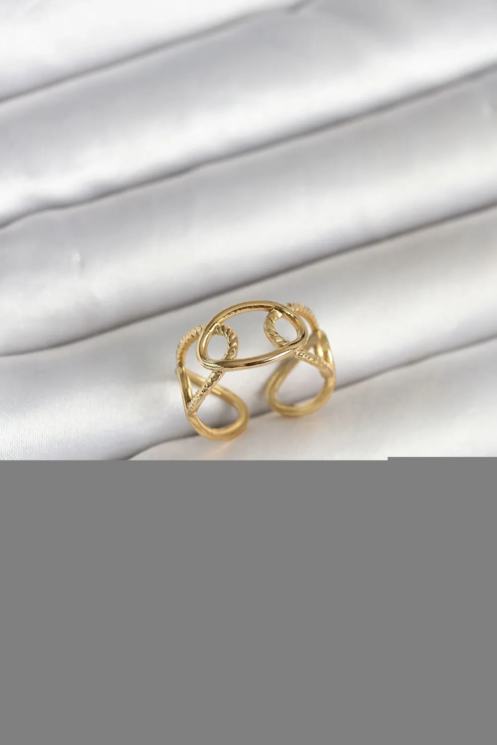 316L Çelik Gold Renk Zincir Model Kadın Yüzük