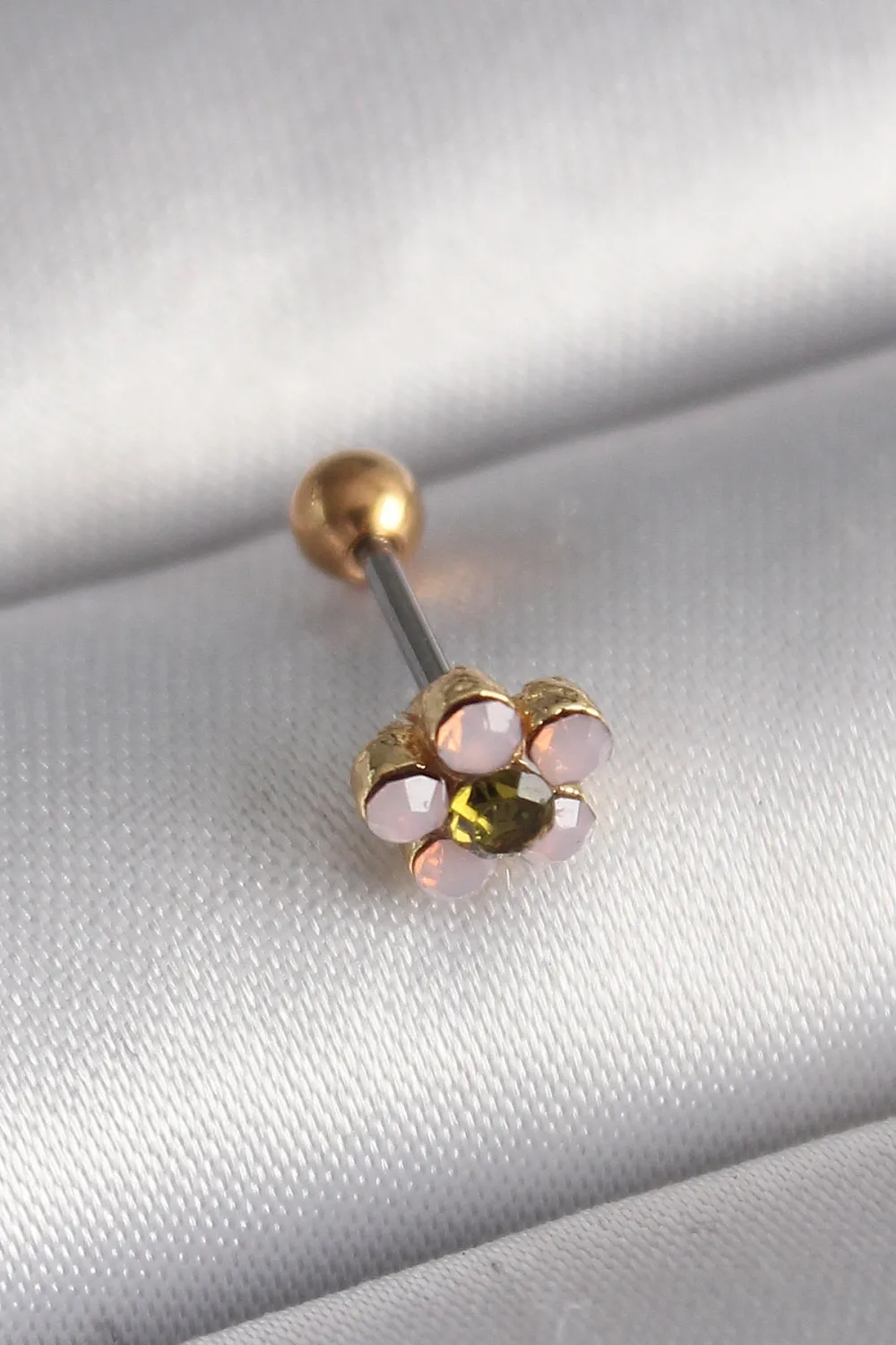 ietaks™ 316L Çelik Gold Renk Zirkon Taşlı Çiçek Tragus Piercing