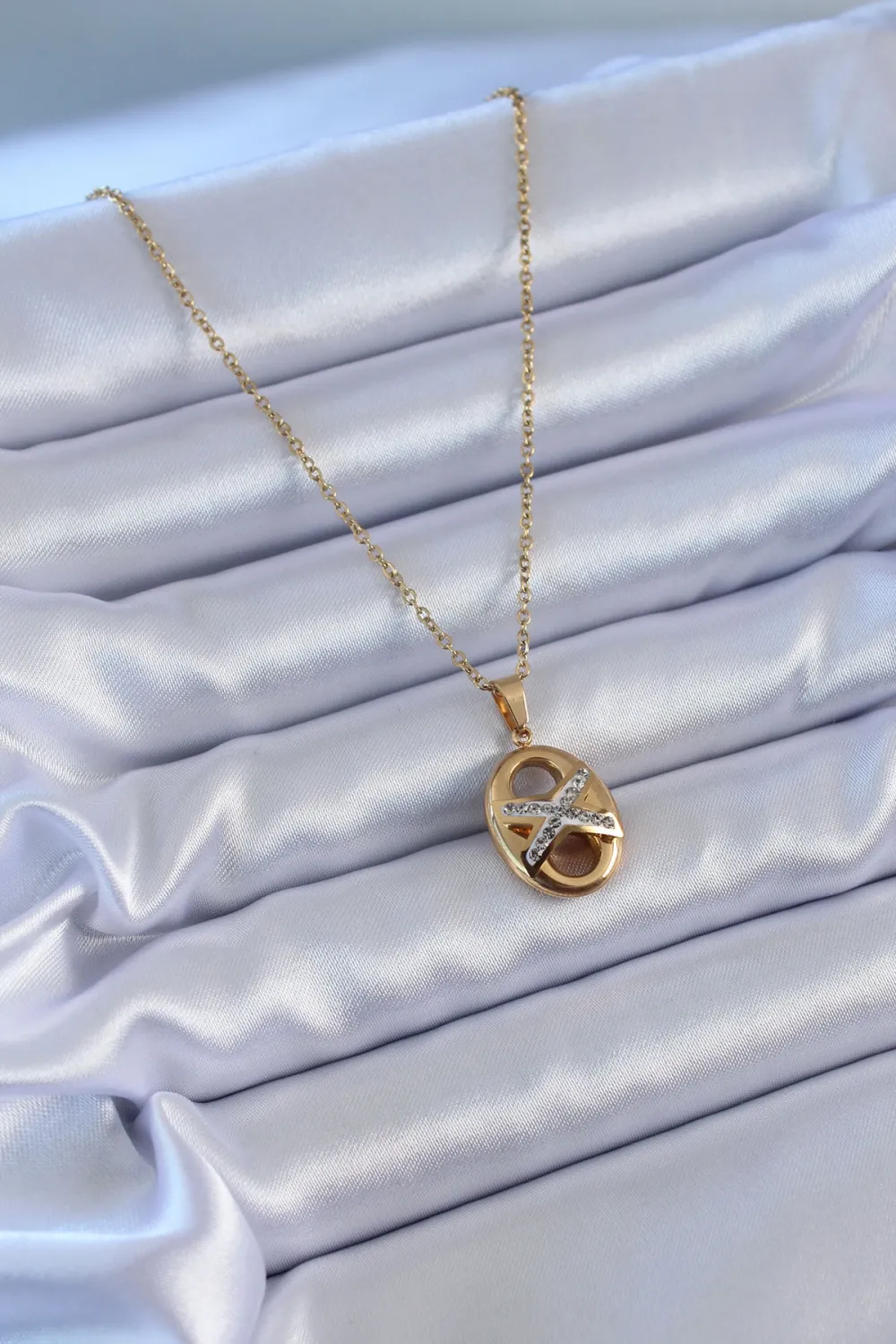 ietaks™ 316L Çelik Gold Renk Zirkon Taşlı Kadın Kolye