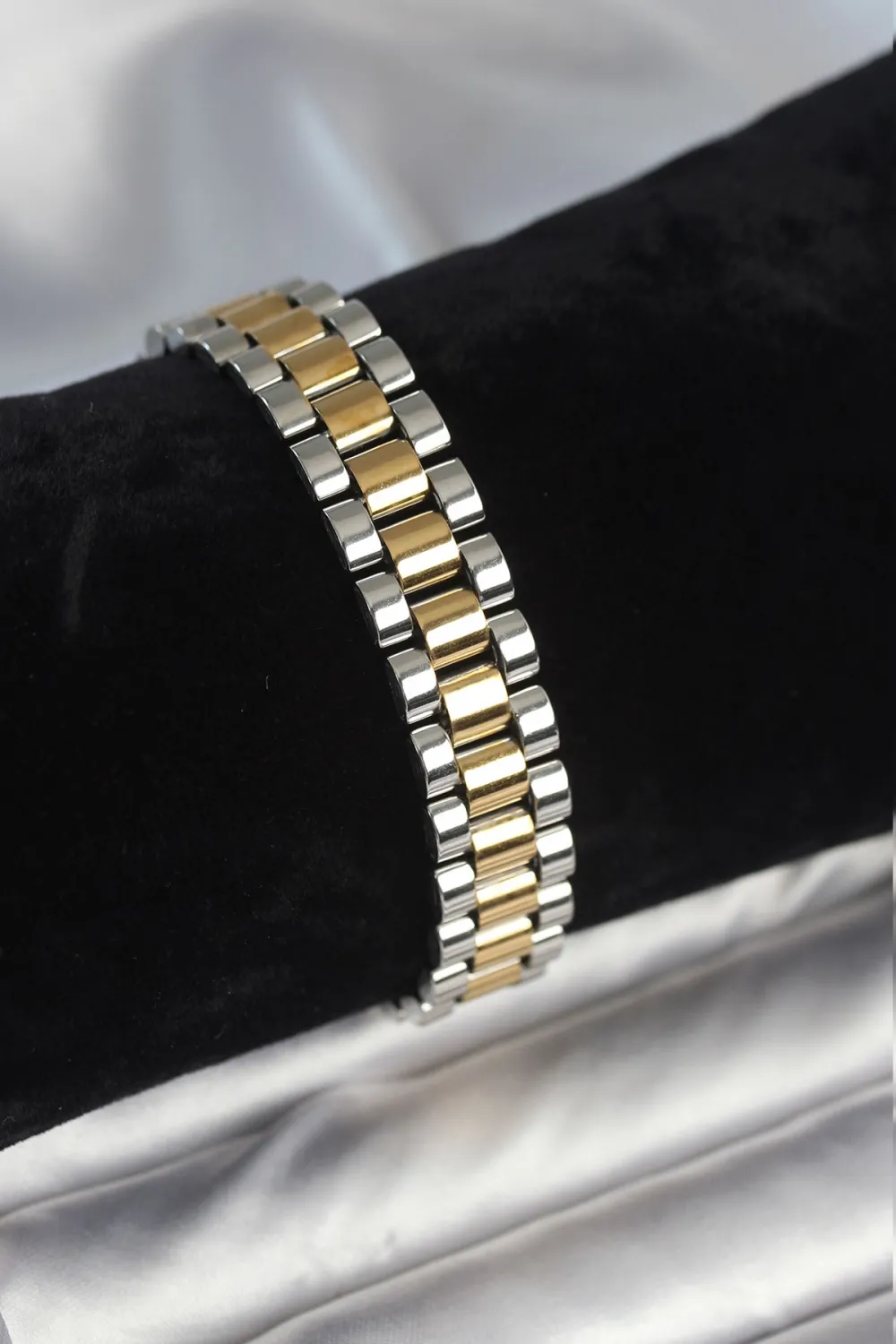ietaks™ 316L Çelik Gold ve Gümüş Renk 12 mm Kalınlık Erkek Bileklik
