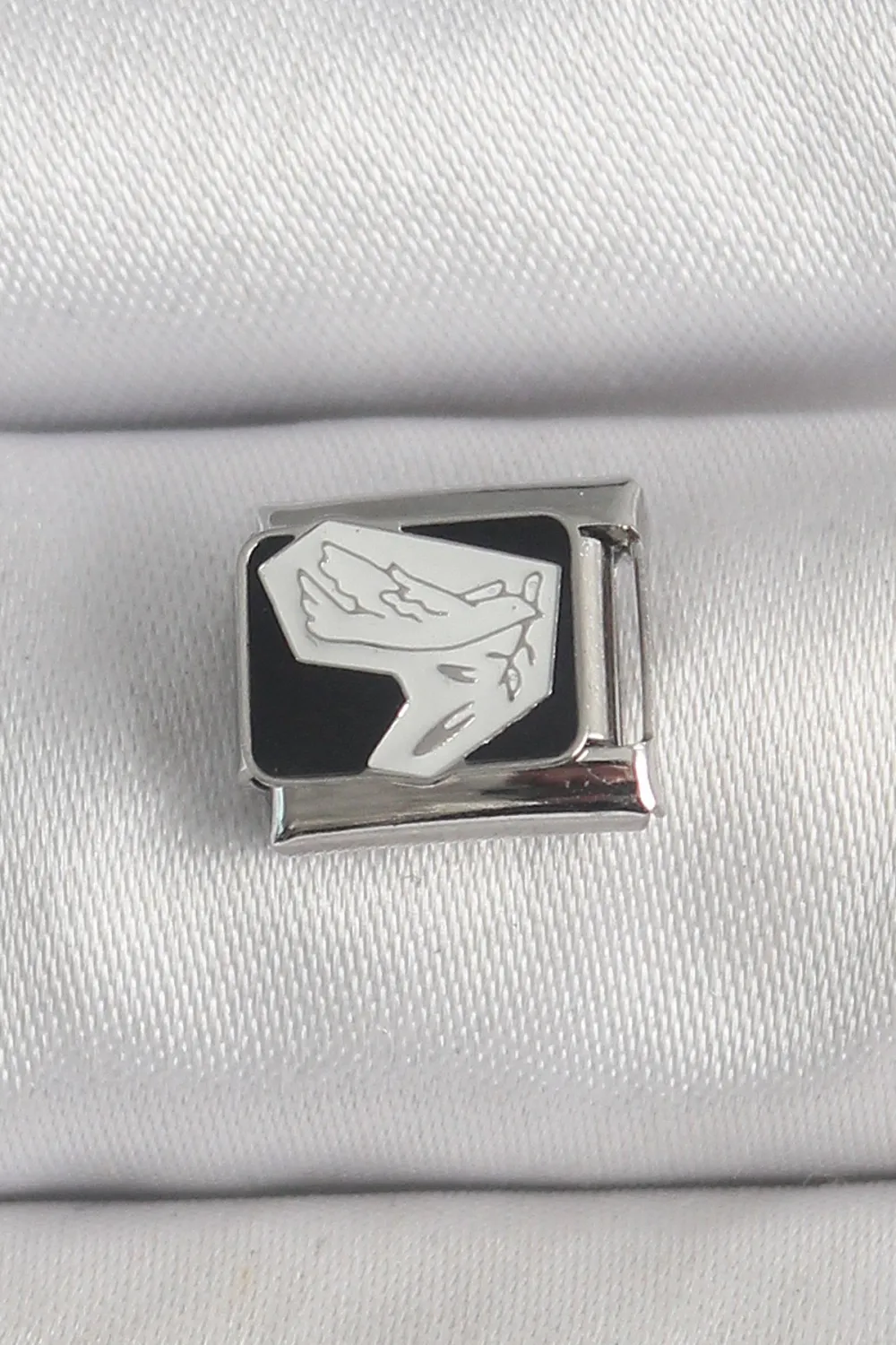 ietaks™ 316L Çelik Gümüş Renk Siyah Beyaz Kuş İşlemeli Nomination Charm