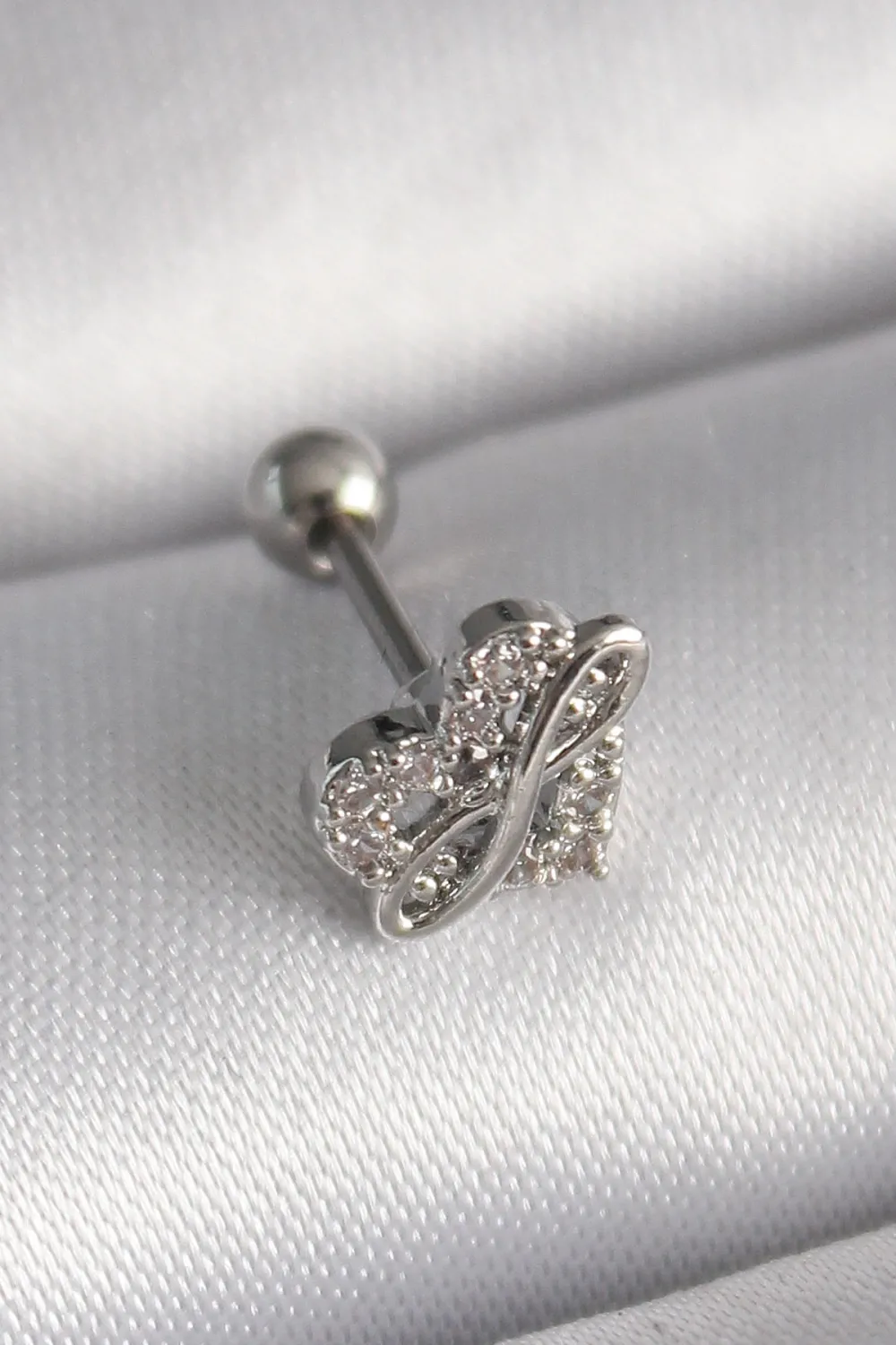 ietaks™ 316L Çelik Gümüş Renk Zirkon Taşlı Sonsuzluk Detay Tragus Piercing