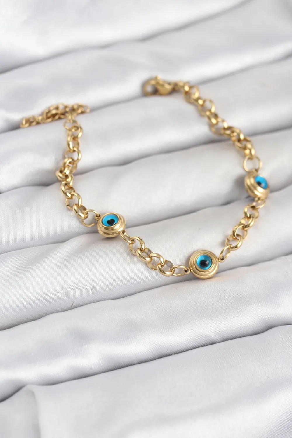 ietaks™ 316L Çelik Nazar Model Gold Renk Kadın Bileklik