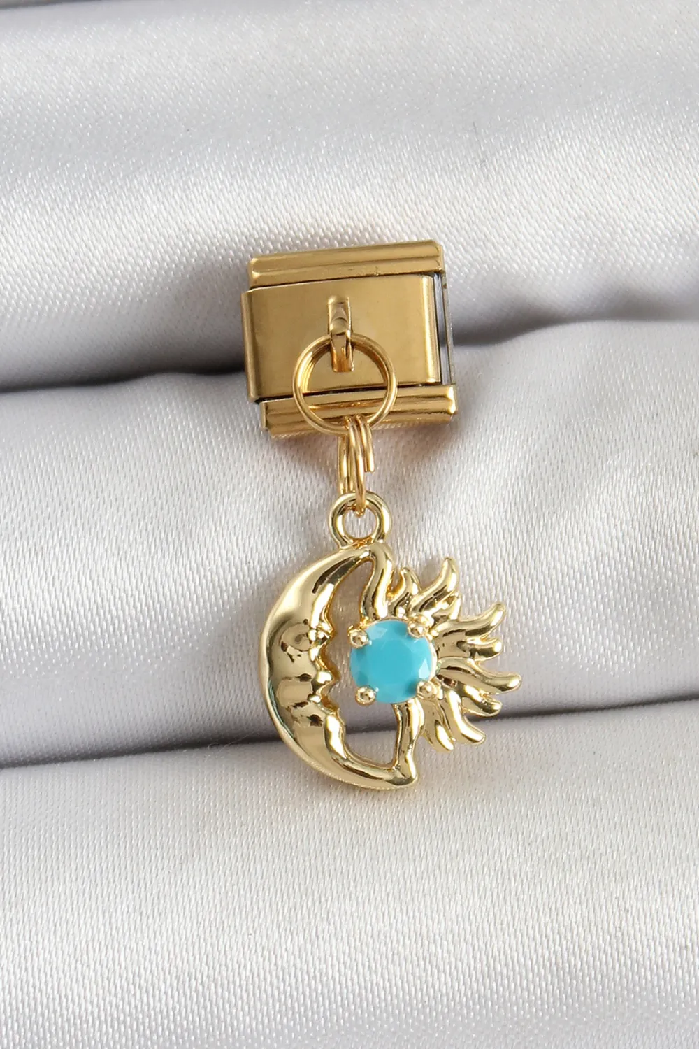 ietaks™ 316L Çelik Sallantılı Ay Ve Güneş Model Gold Renk Nomination Charm