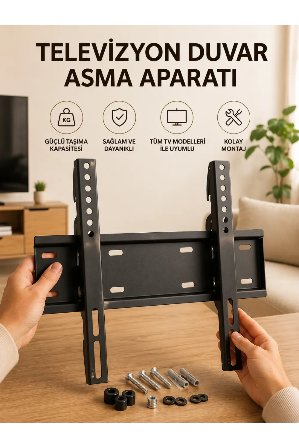 32-55 İnç Uyumlu 40 Kg Taşıma Kapatiseli Televizyon Duvar Asma Aparatı
