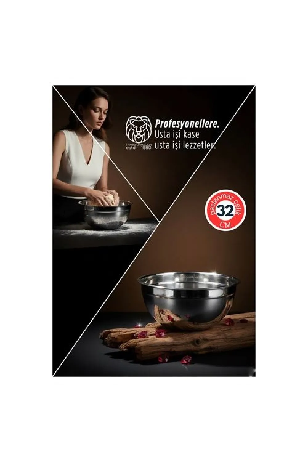 32 cm 6 Lt Profesyonel Ölçülü Derin Karıştırma Kabı - 304 Paslanmaz Çelik 722899