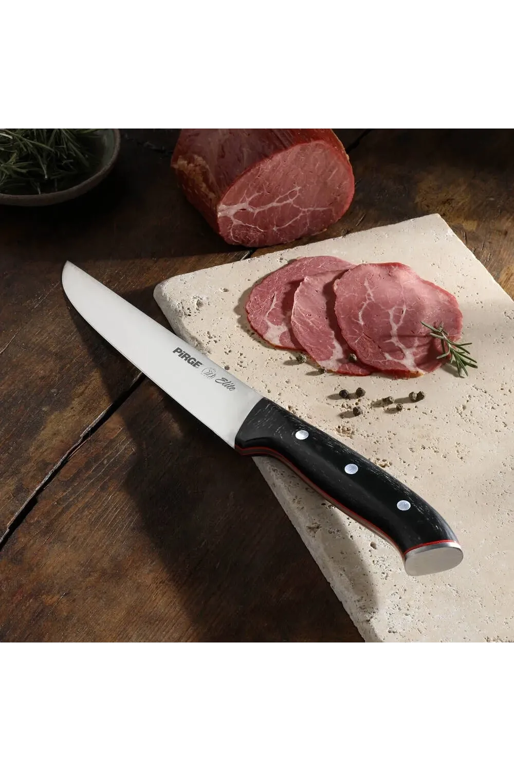 32103 Elite Kurban, Kasap Bıçağı 19 Cm - Kahverengi Perçinli Kompozit Sap