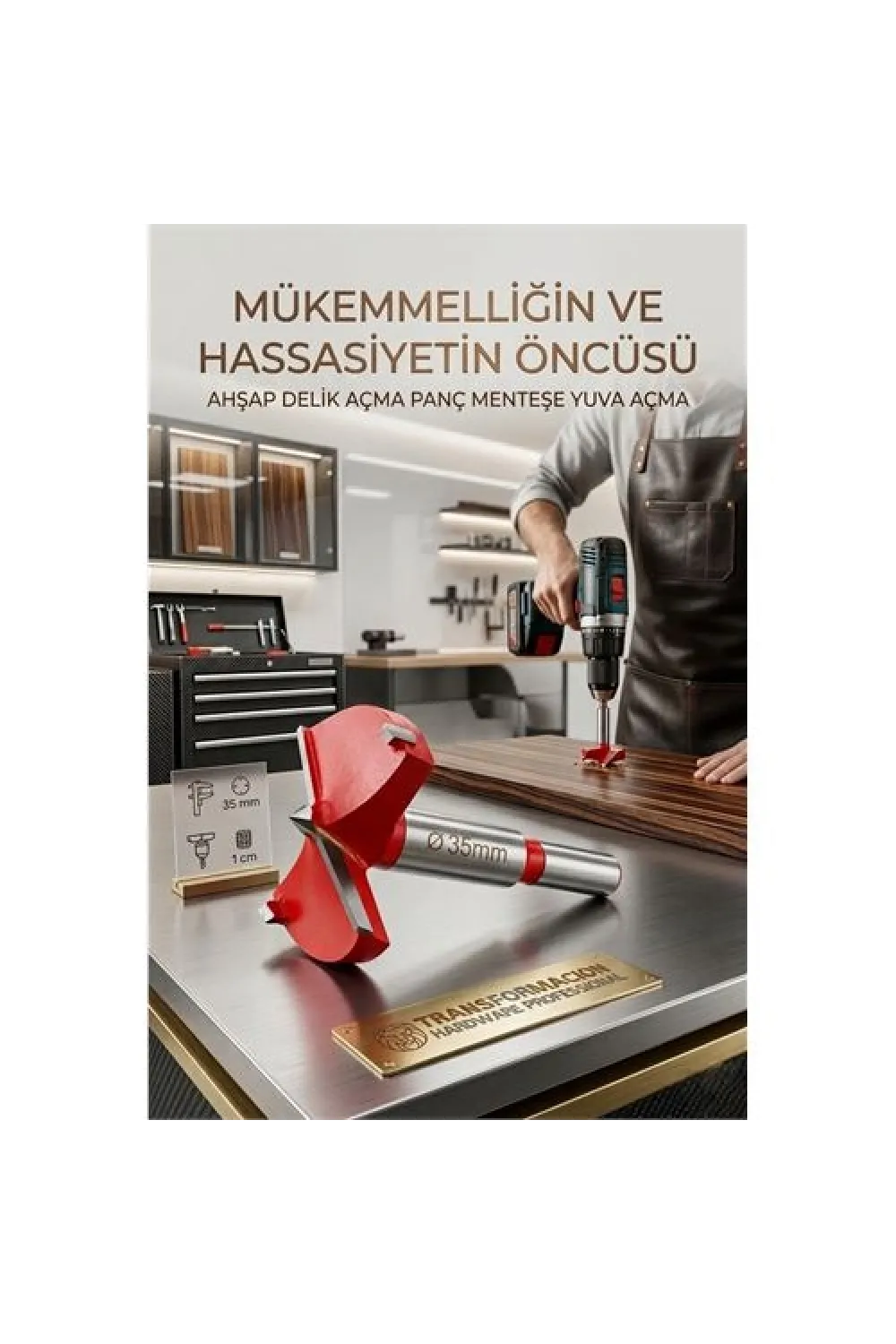 35 MM Ahşap Menteşe Yuvar Teri Açma Ahşap Delme Matkap Ucu 1 cm Şaft 722975