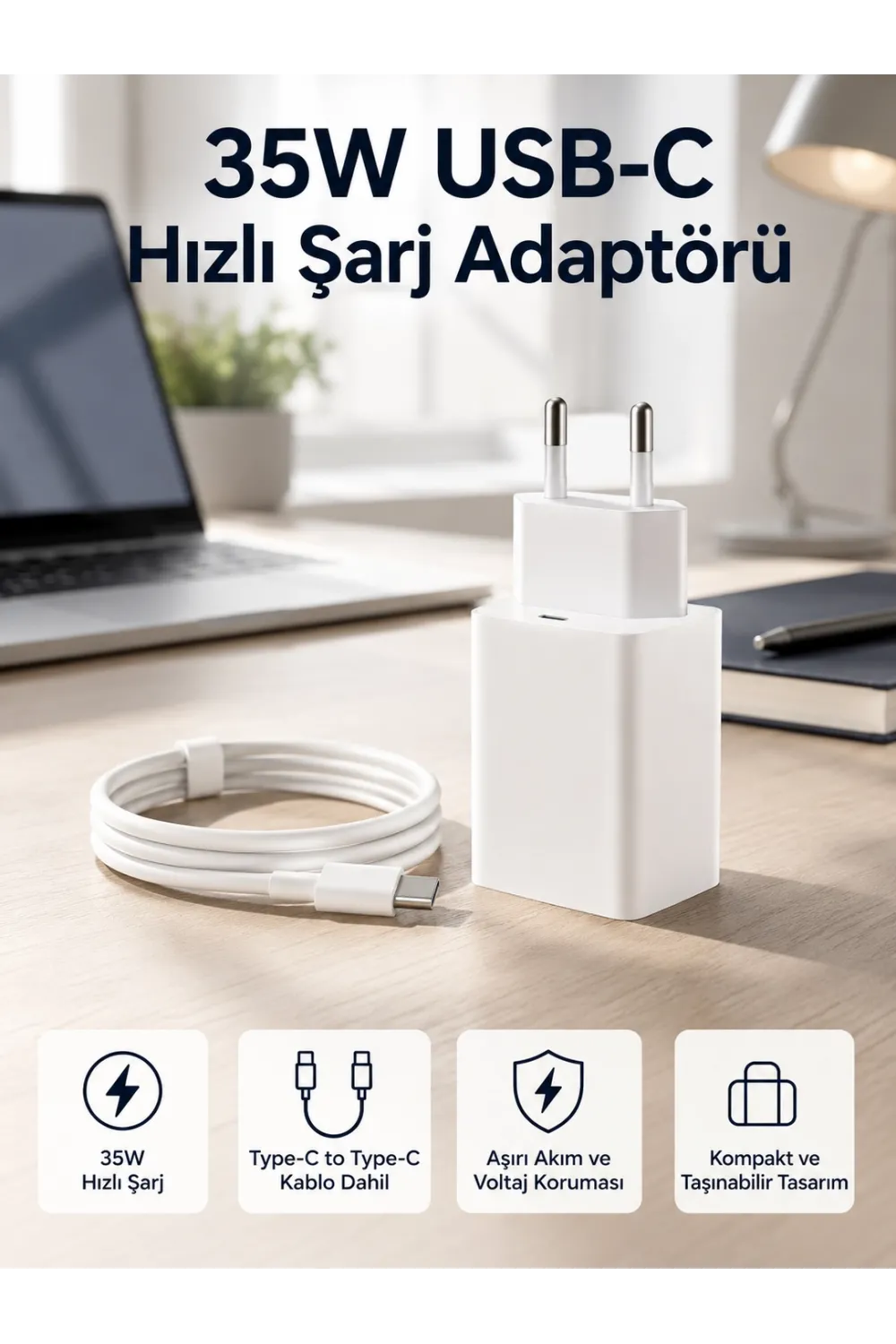35w Usb-c Hızlı Şarj Adaptörü Type-c To C Kablo Seti