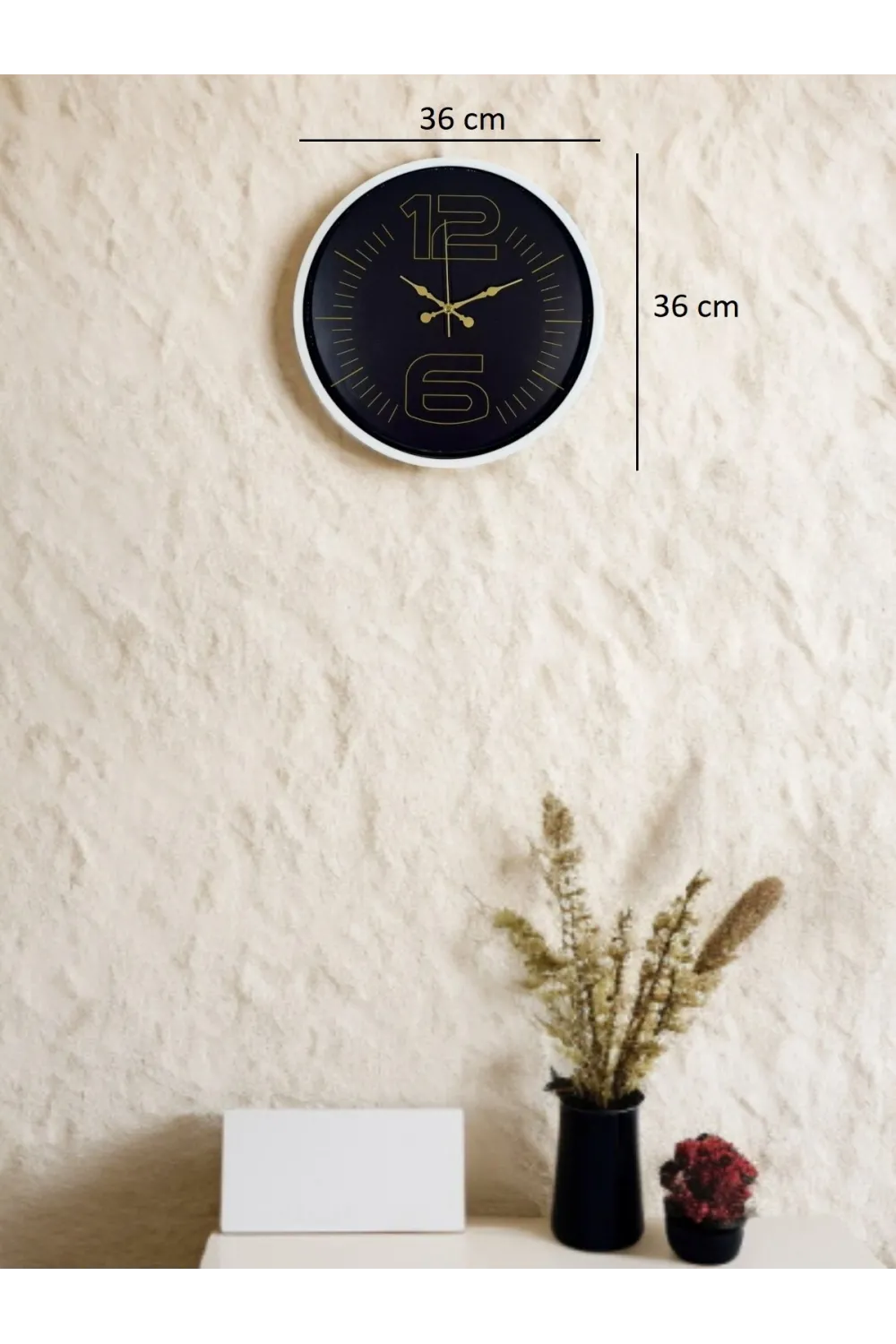 36 Cm Beyaz Dekoratif Şık Duıvar Saati