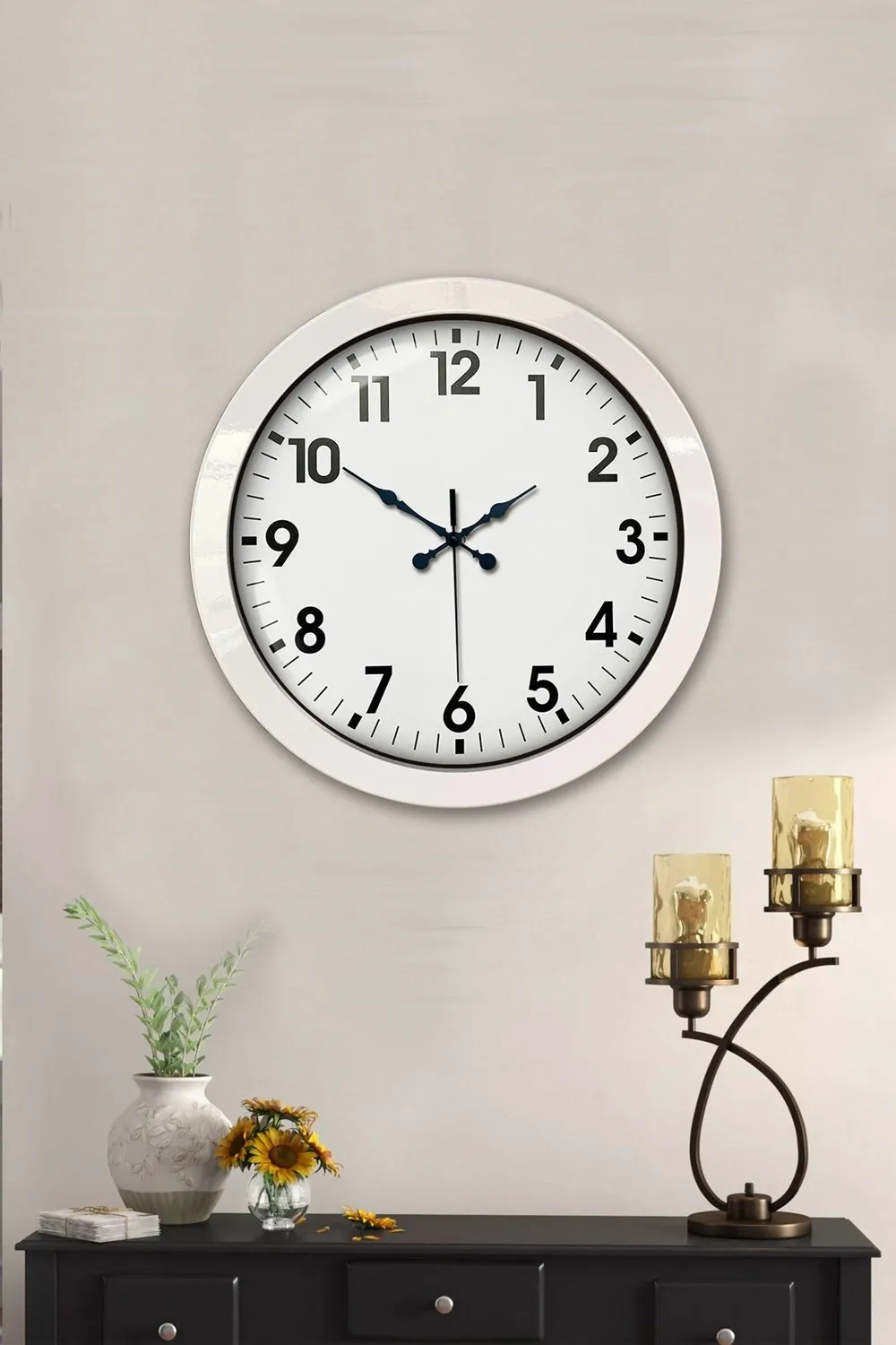 36 cm Beyaz Metal Standart Duvar Saati