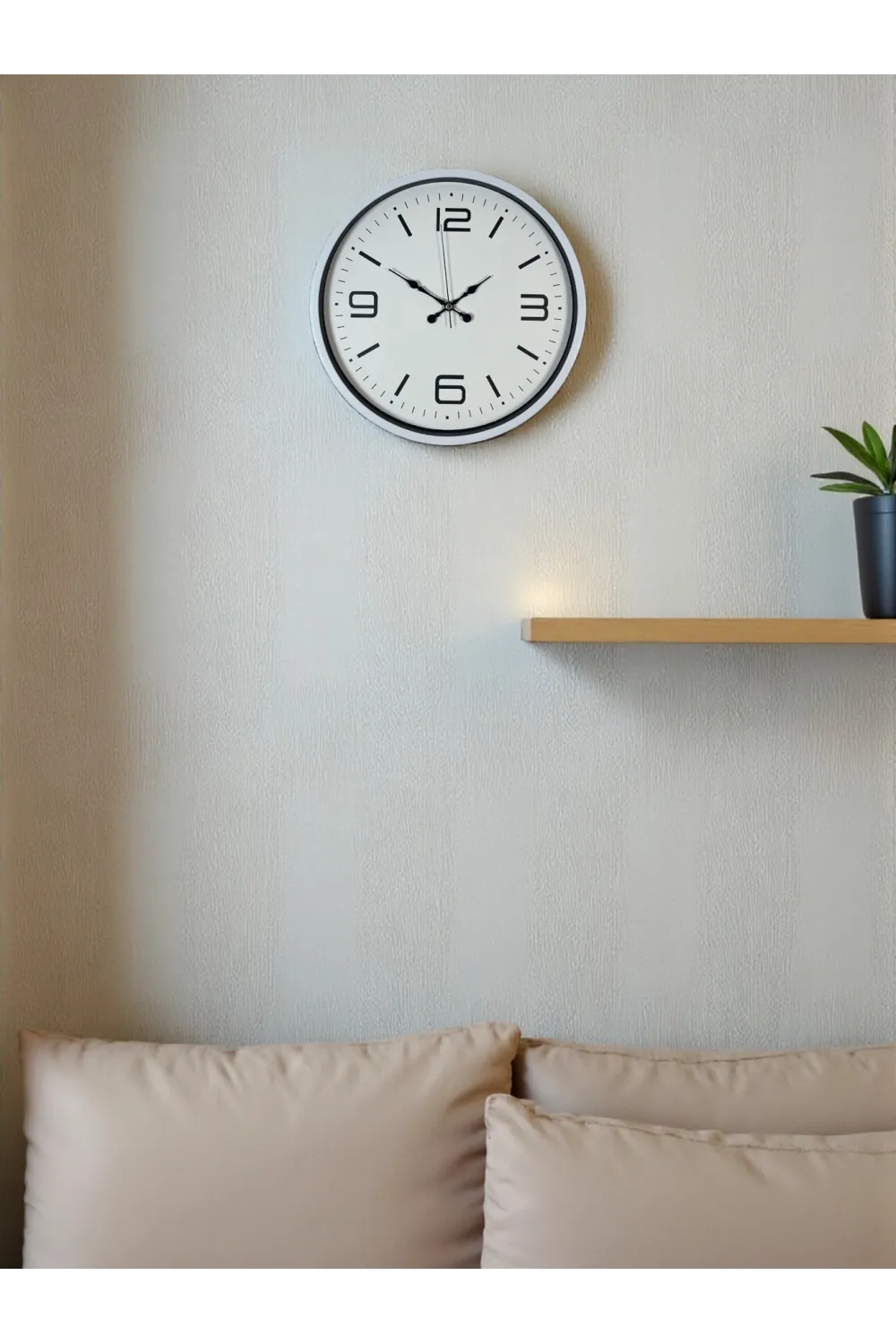 36 Cm Beyaz Modern Dekoratif Duvar Saati