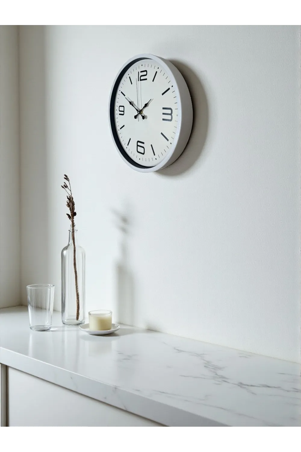 36 Cm Beyaz Modern Dekoratif Duvar Saati