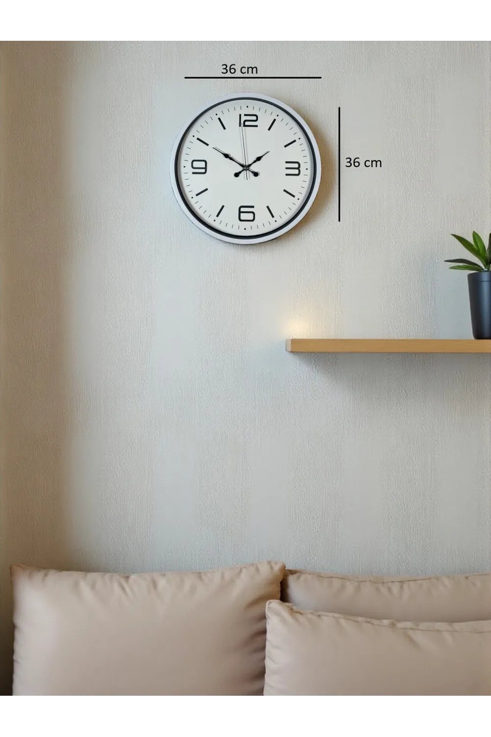 36 Cm Beyaz Modern Dekoratif Duvar Saati