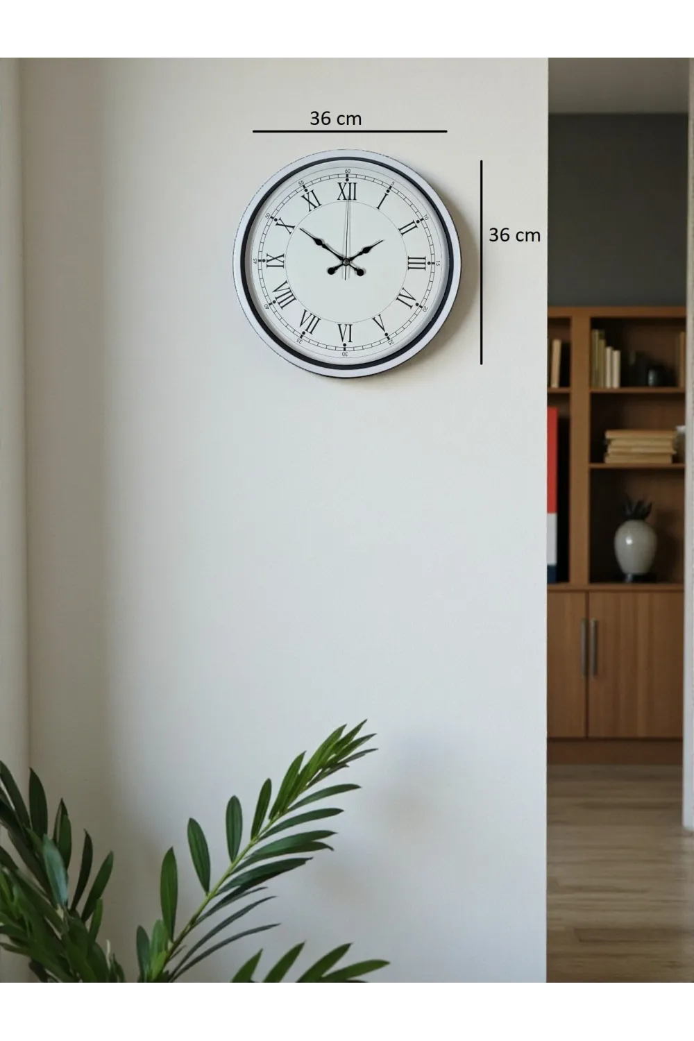 36 Cm Beyaz Roman Rakamlı Duvar Saati
