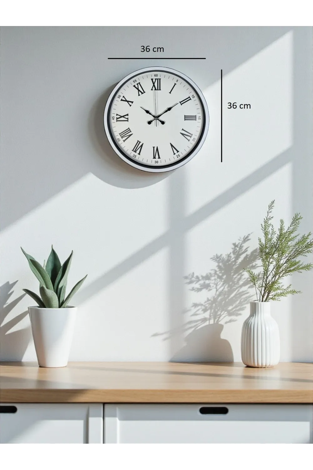 36 Cm Beyaz Roman Rakamlı Duvar Saati