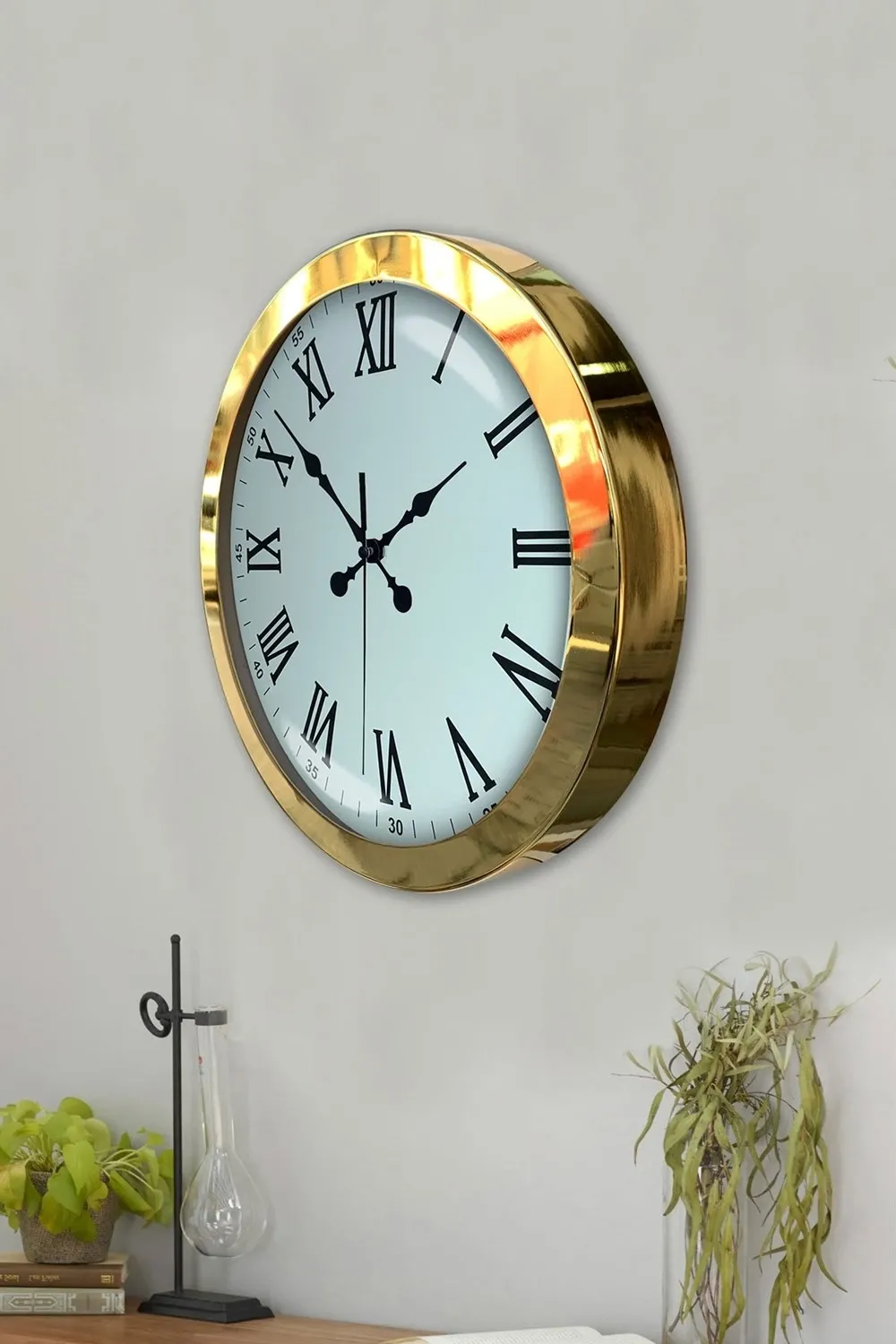 36 cm Gold Metal Roma Rakamlı Duvar Saati