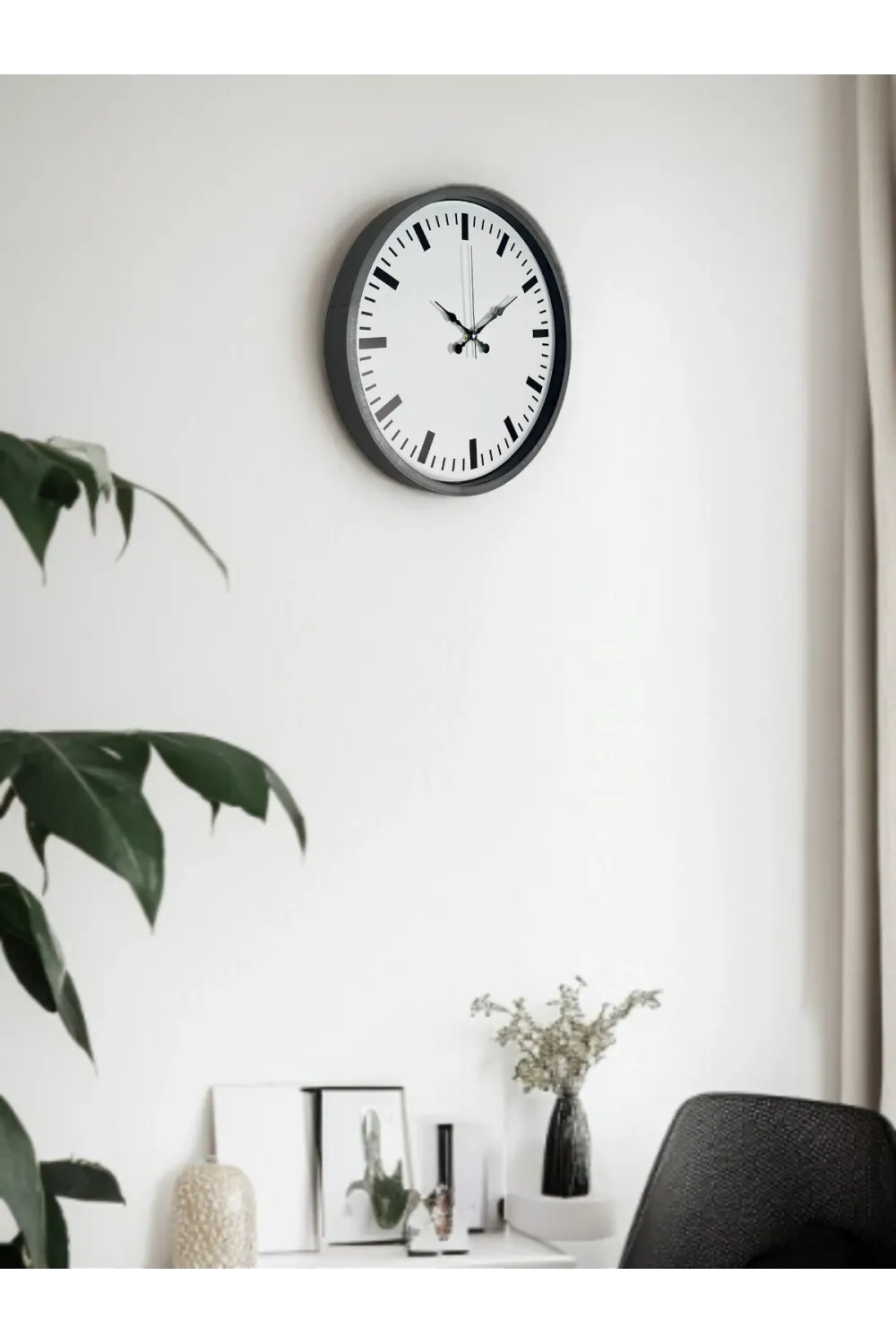 36 Cm Gri Sade Dekoratif Duvar Saati