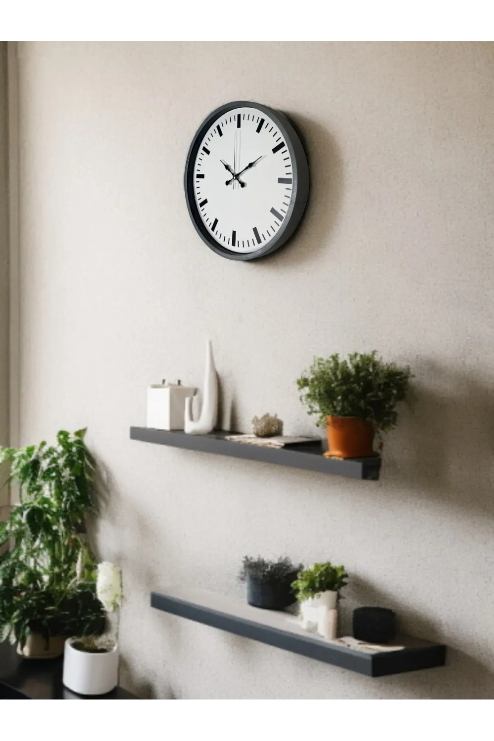 36 Cm Gri Sade Dekoratif Duvar Saati