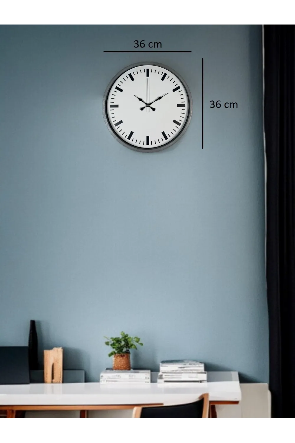 36 Cm Gri Sade Dekoratif Duvar Saati