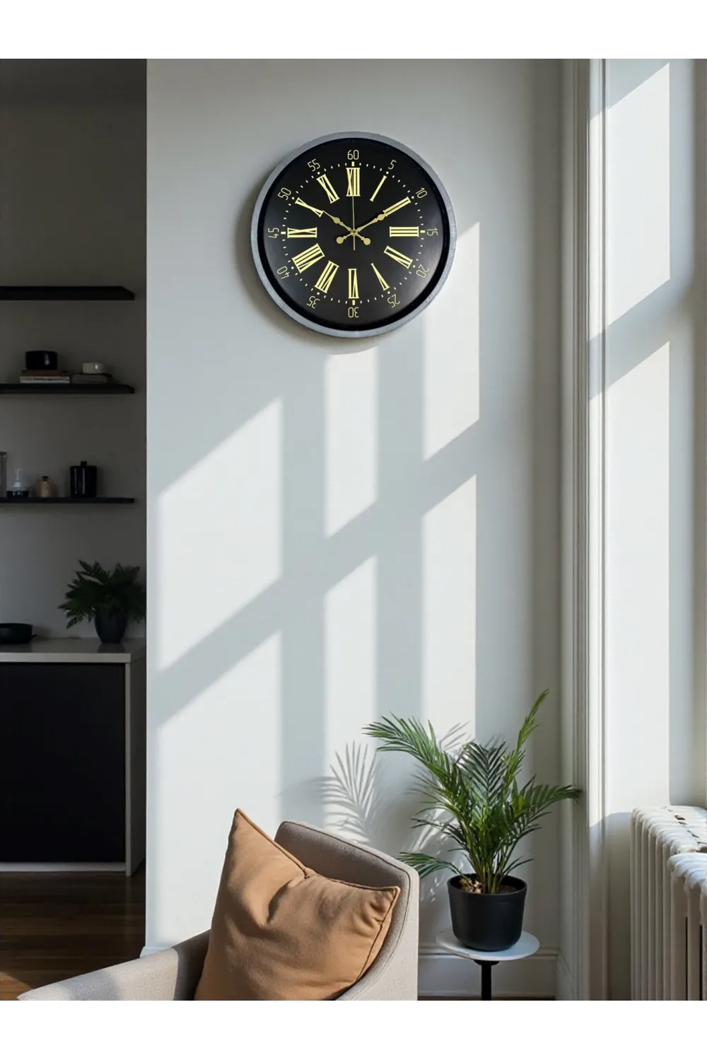 36 Cm Gri Şık Dekoratif Duvar Saati