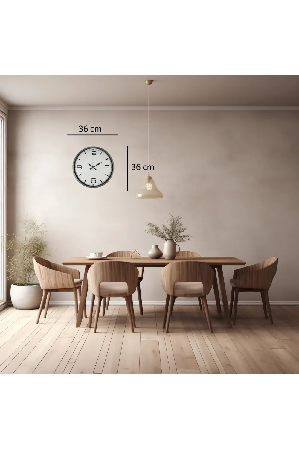 36 Cm Gri Şıklık Duvar Saati