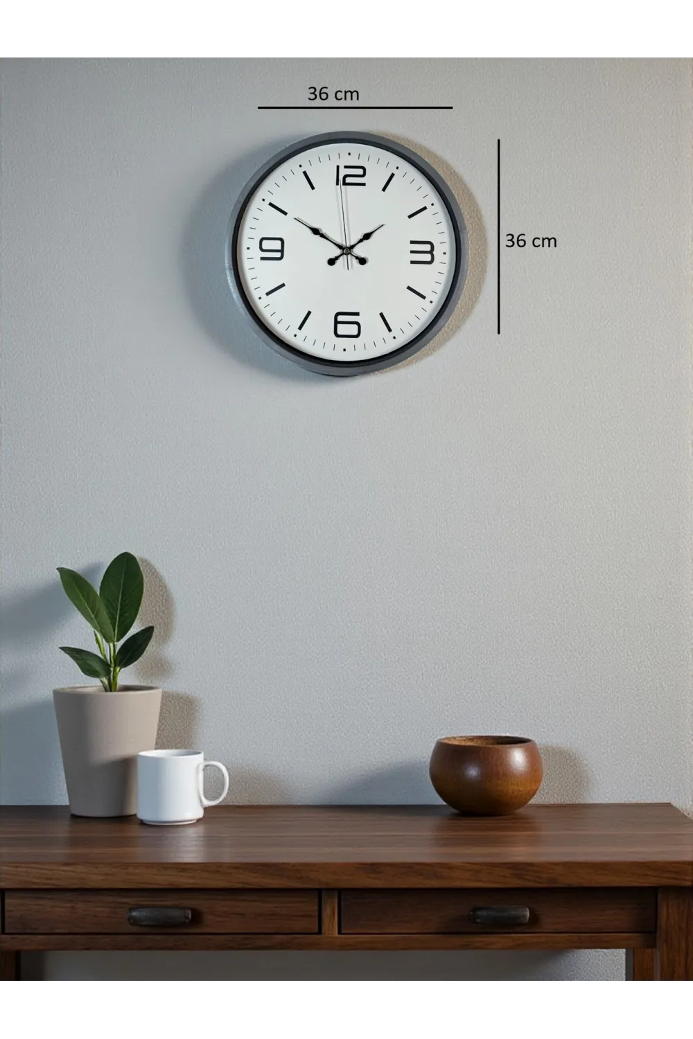36 Cm Gri Standart Dekoratif Duvar Saati