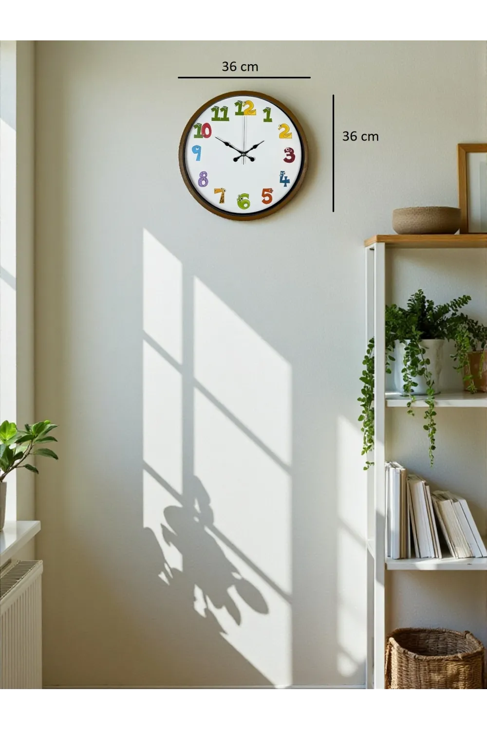 36 Cm Kahverengi Çocuk Odası Duvar Saati