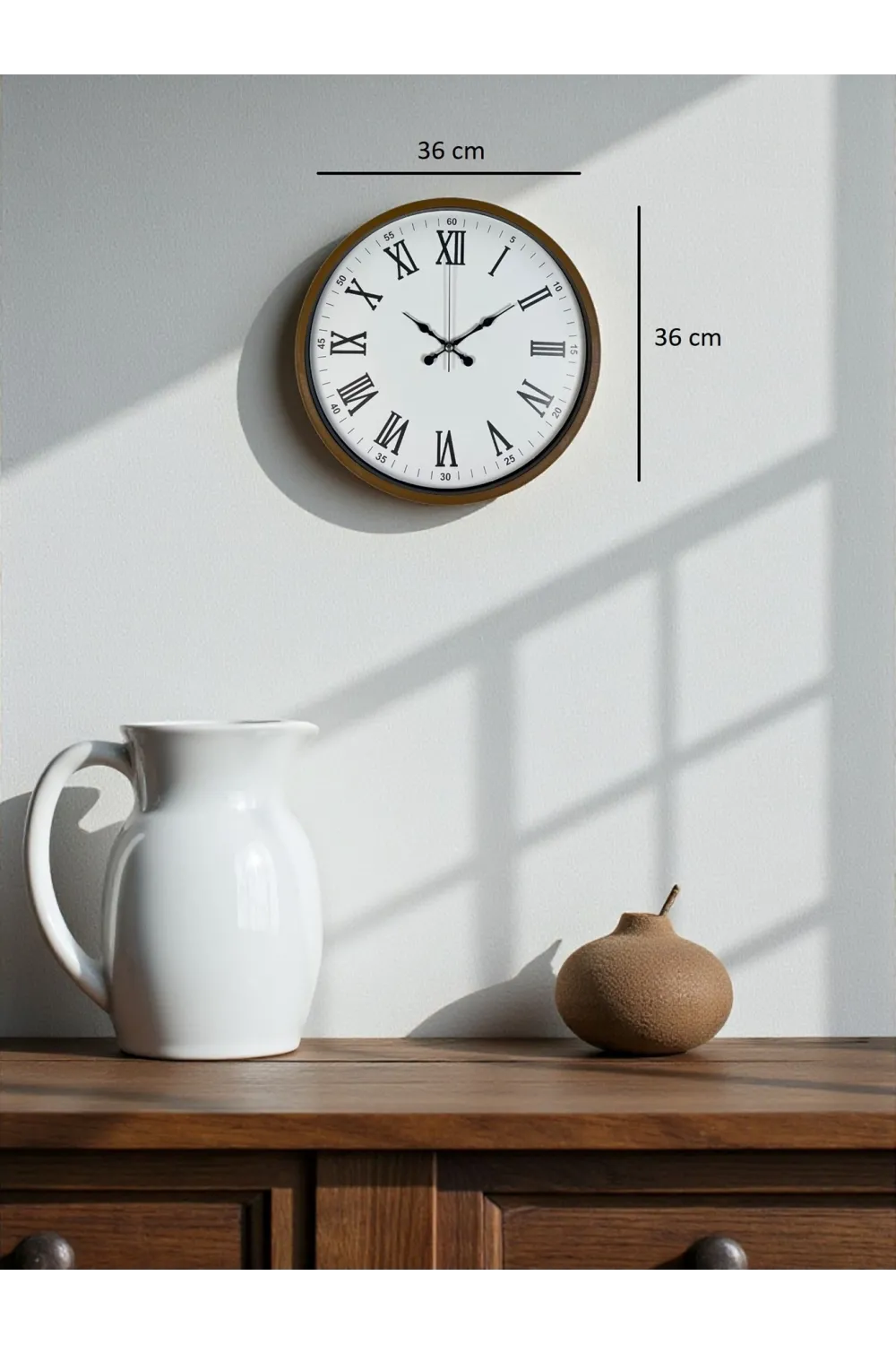 36 Cm Kahverengi Dekoratif Duvar Saati