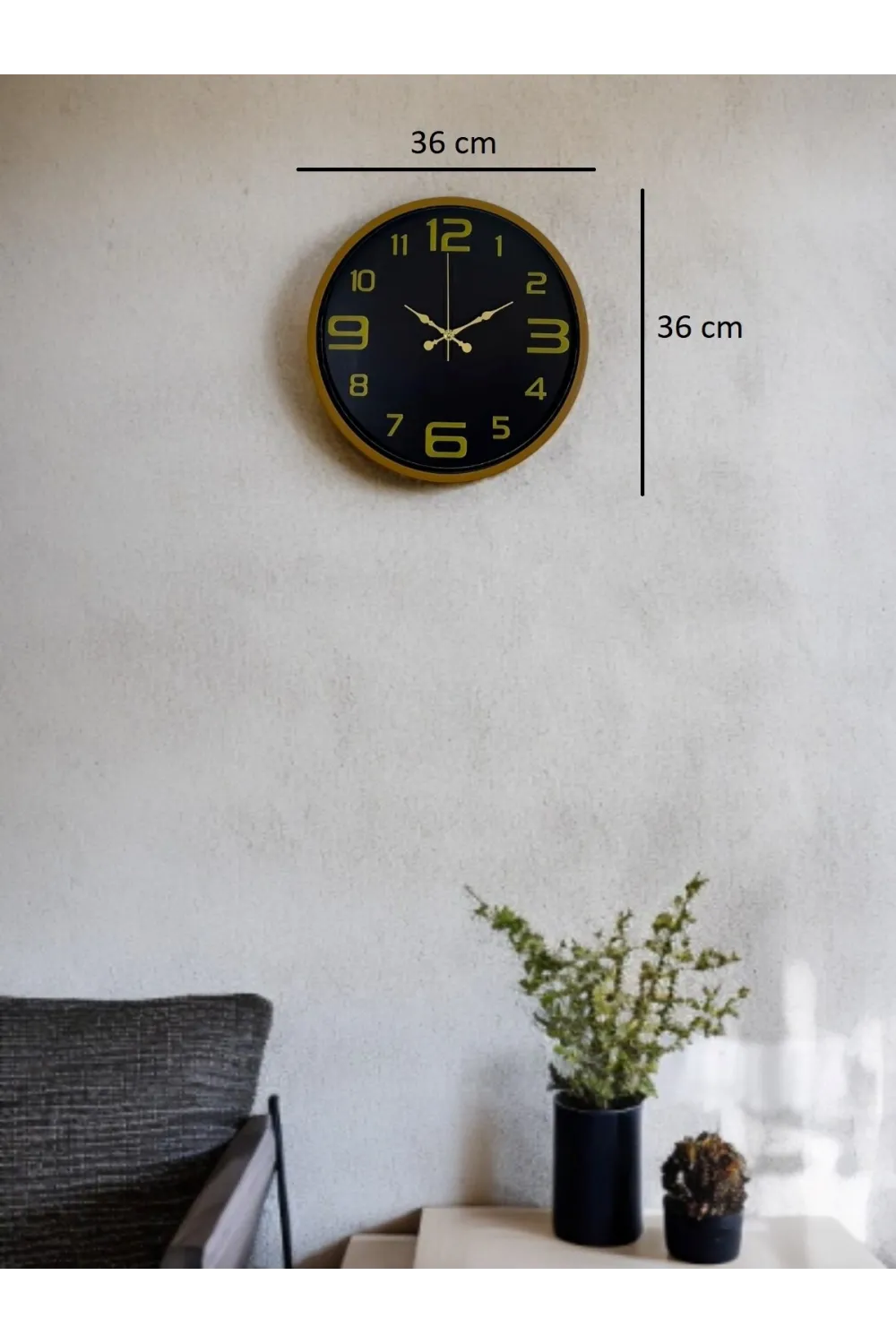 36 Cm Kahverengi Gold Rakamlı Duvar Saati