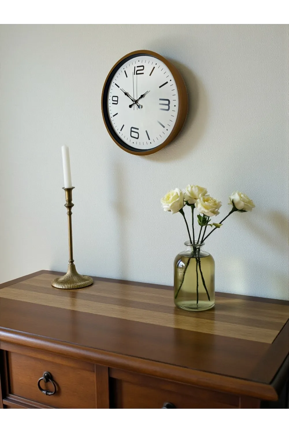 36 Cm Kahverengi Modern Dekoratif Duvar Saati