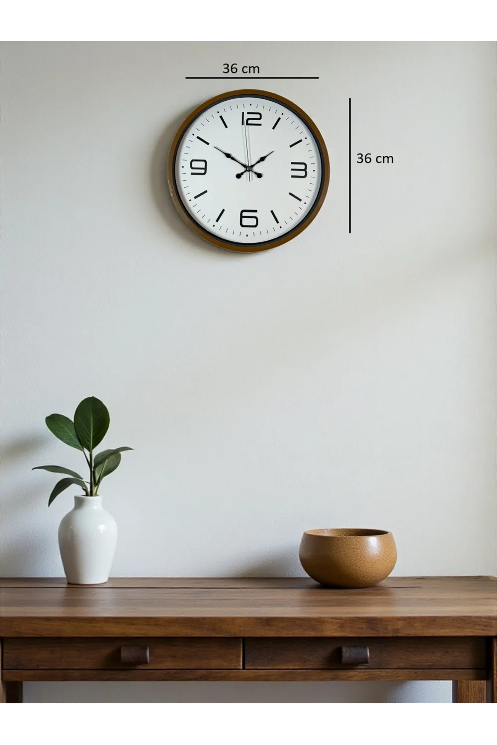 36 Cm Kahverengi Modern Dekoratif Duvar Saati