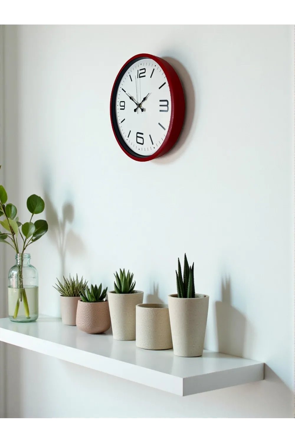 36 Cm Kırmızı Modern Dekoratif Duvar Saati