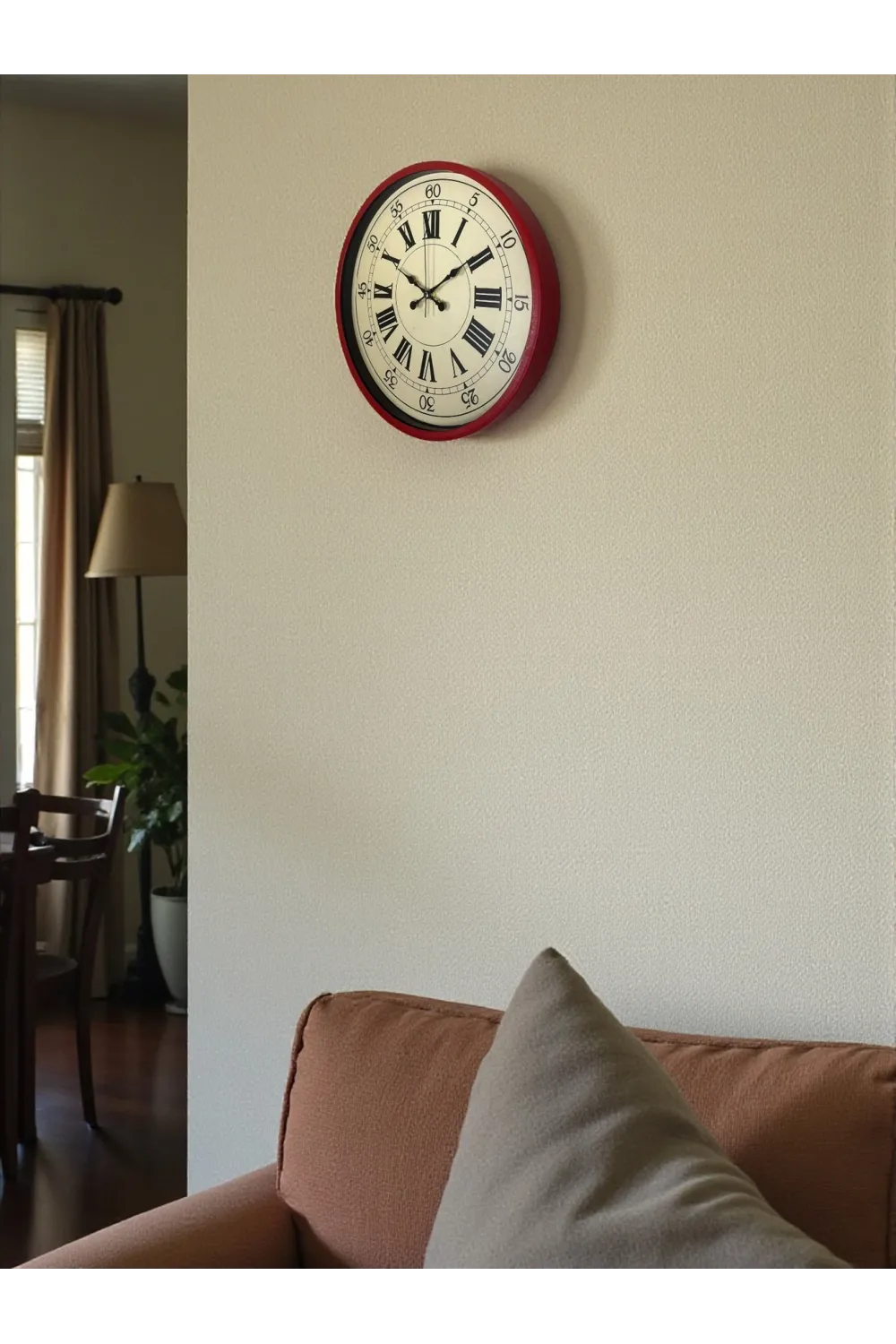 36 Cm Kırmızı Retro Duvar Saati