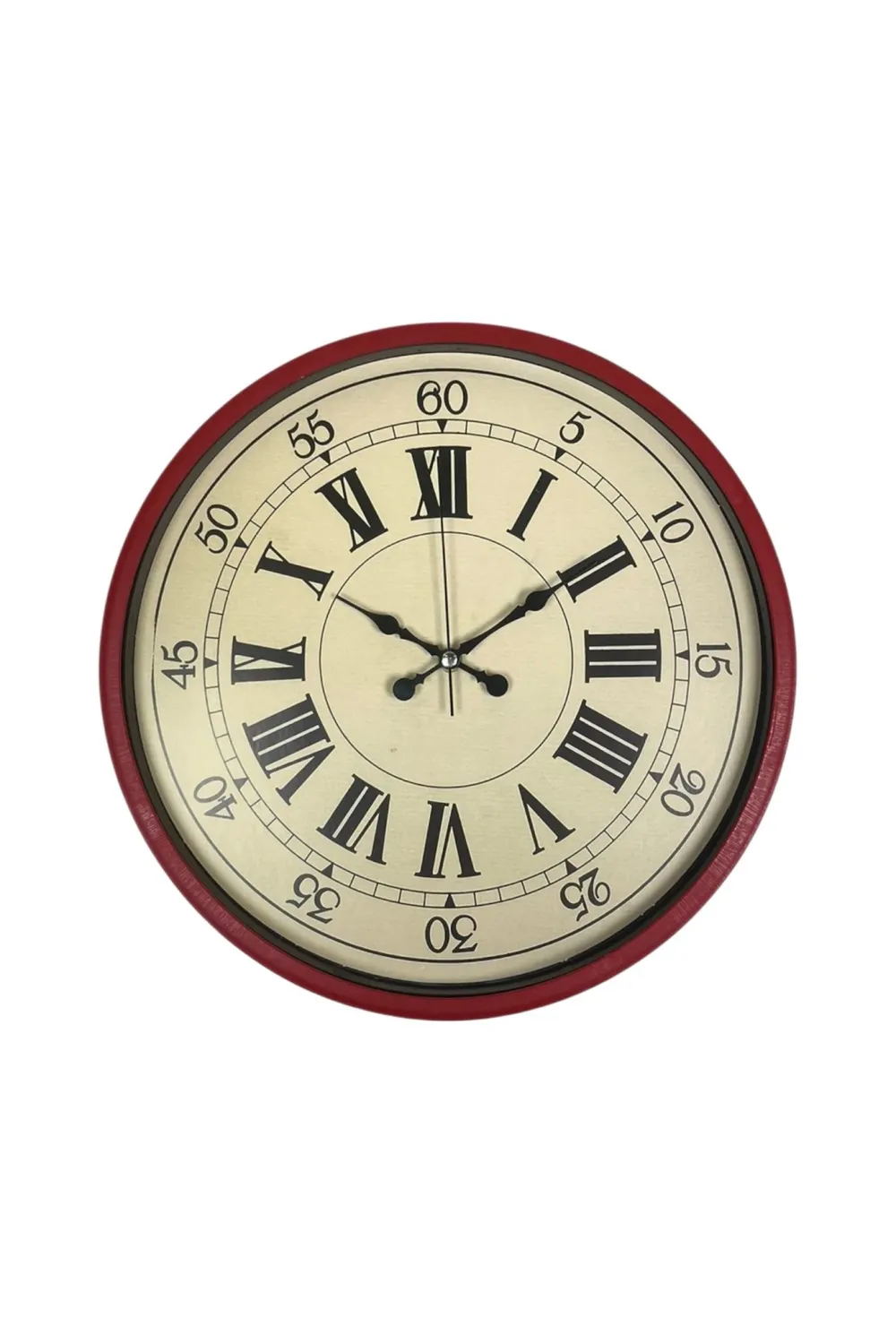 36 Cm Kırmızı Retro Duvar Saati