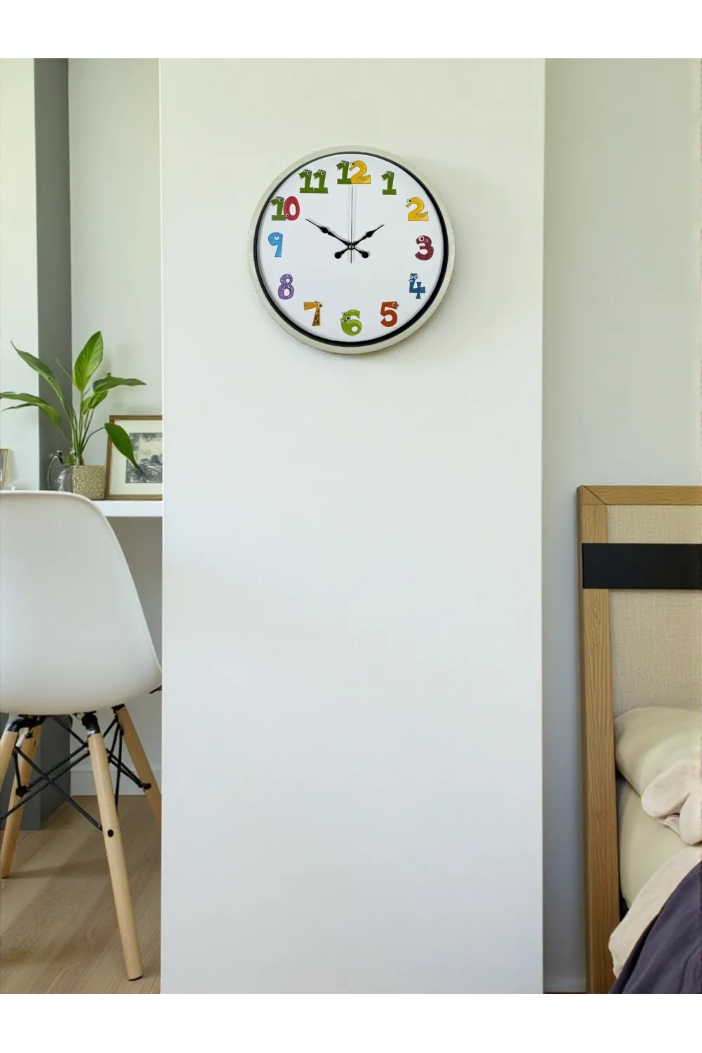36 Cm Krem Çocuk Odası Duvar Saati