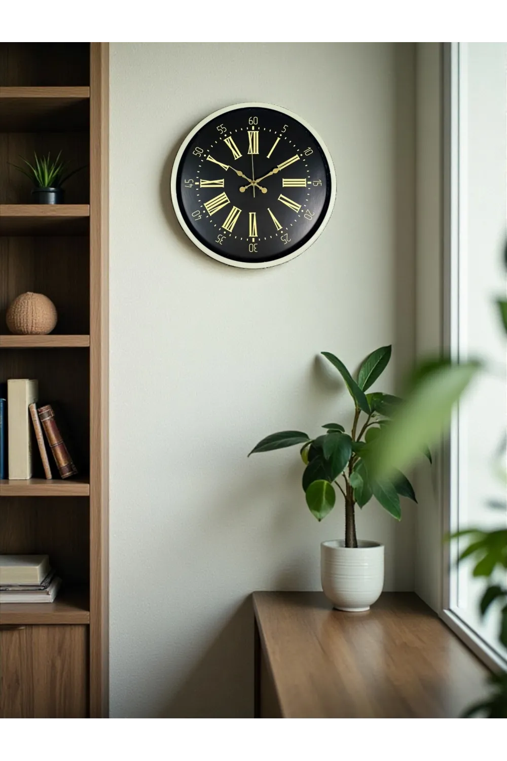 36 Cm Krem Dekoratif Duvar Saati