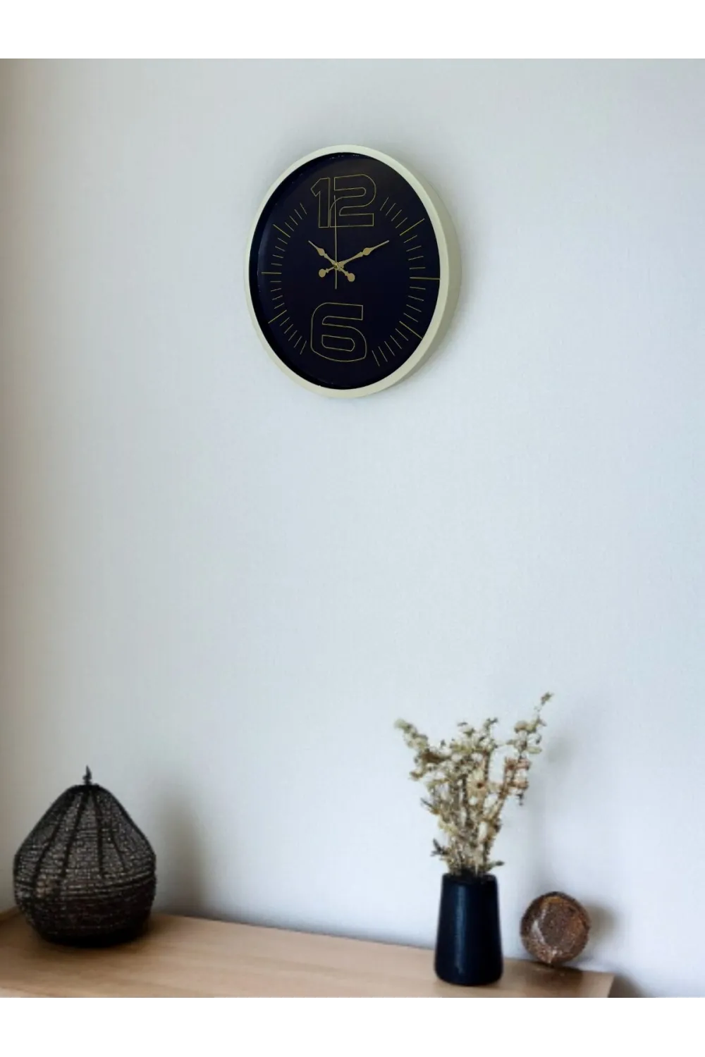 36 Cm Krem Dekoratif Duvar Saati