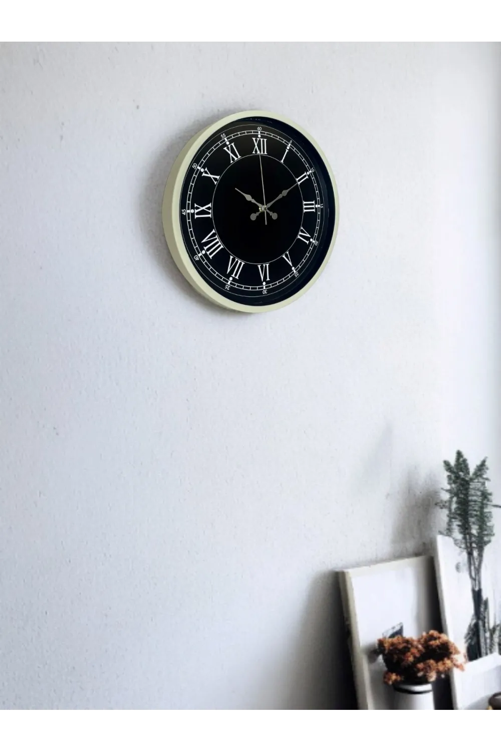 36 Cm Krem Dekoratif Duvar Saati