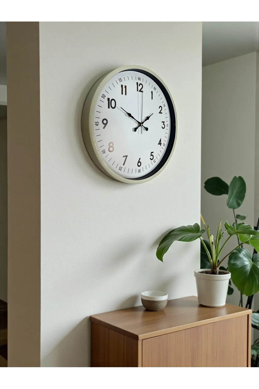 36 Cm Krem Dekoratif Duvar Saati