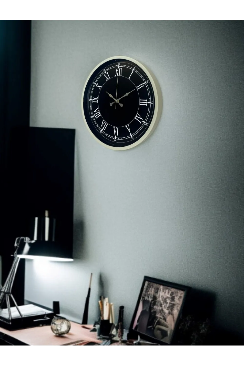 36 Cm Krem Dekoratif Duvar Saati