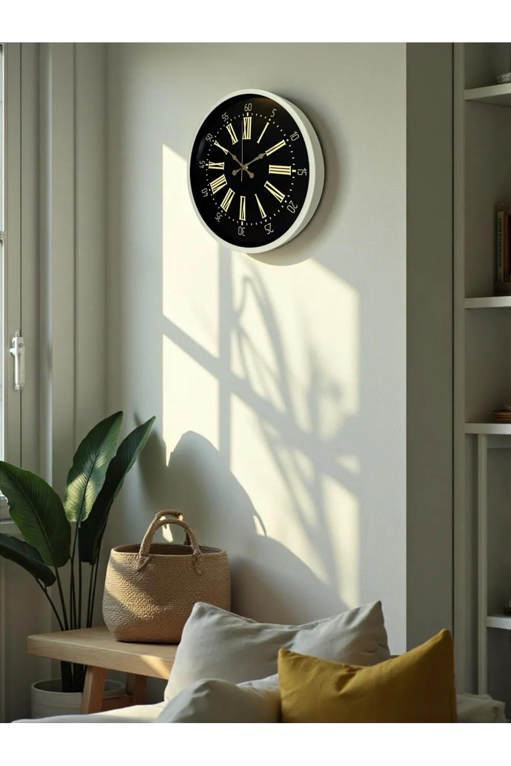 36 Cm Krem Dekoratif Duvar Saati