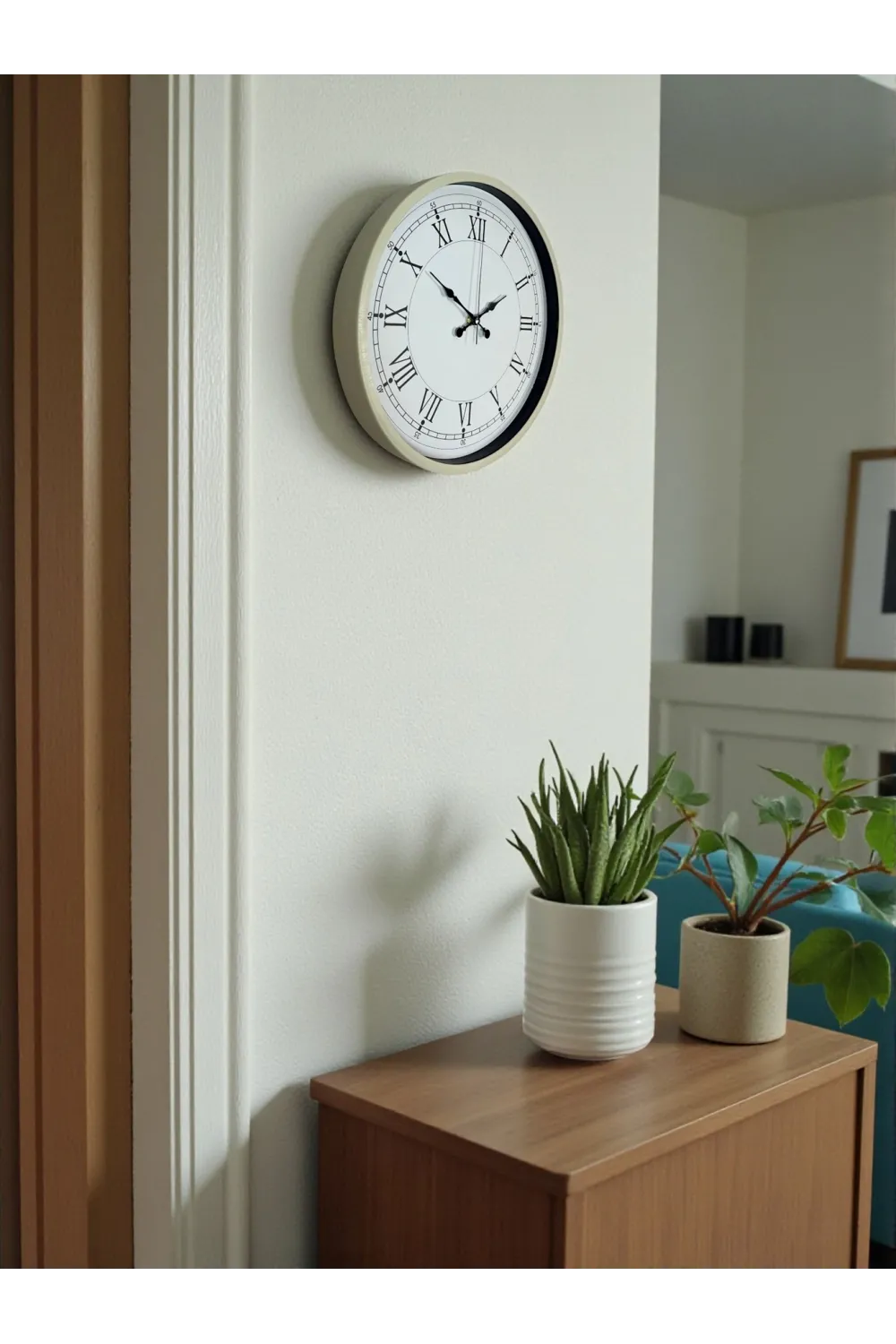 36 Cm Krem Dekoratif Duvar Saati