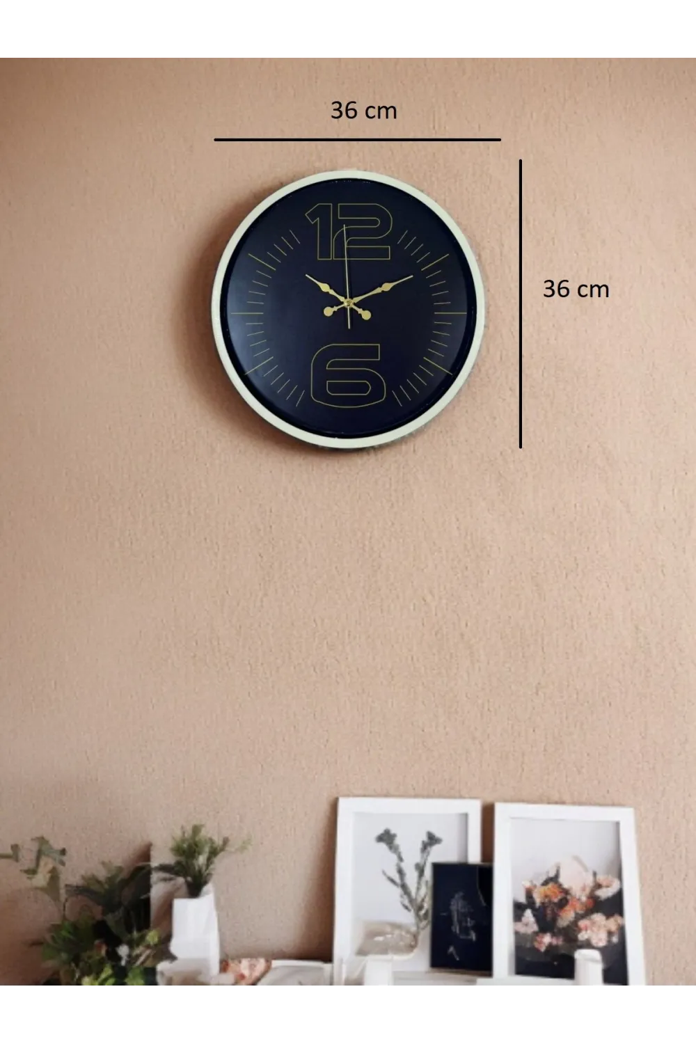 36 Cm Krem Dekoratif Duvar Saati