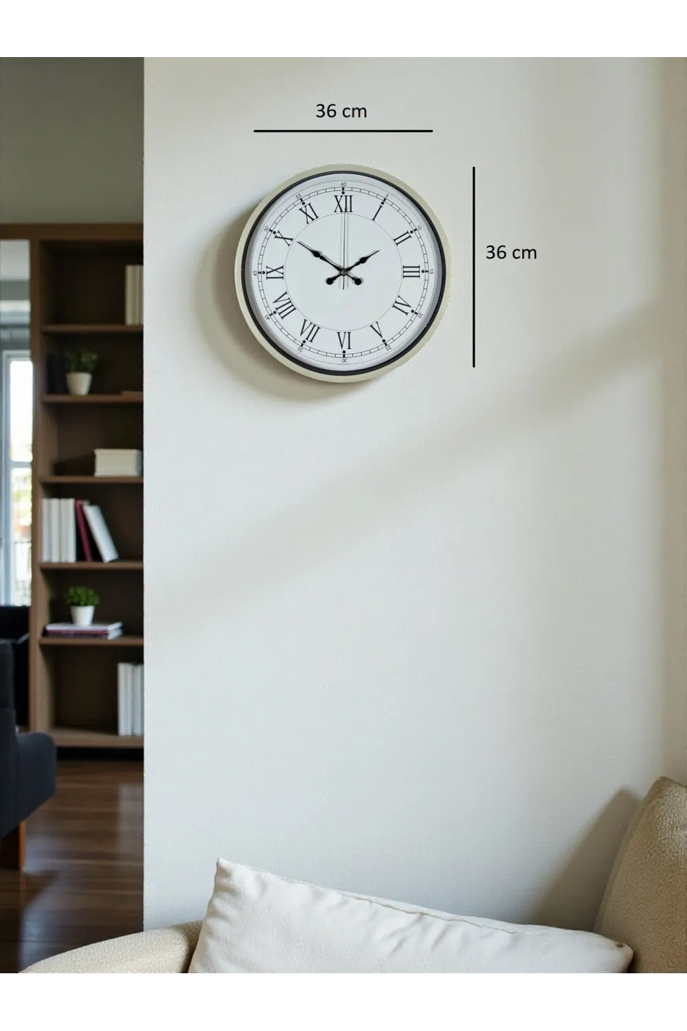 36 Cm Krem Dekoratif Duvar Saati